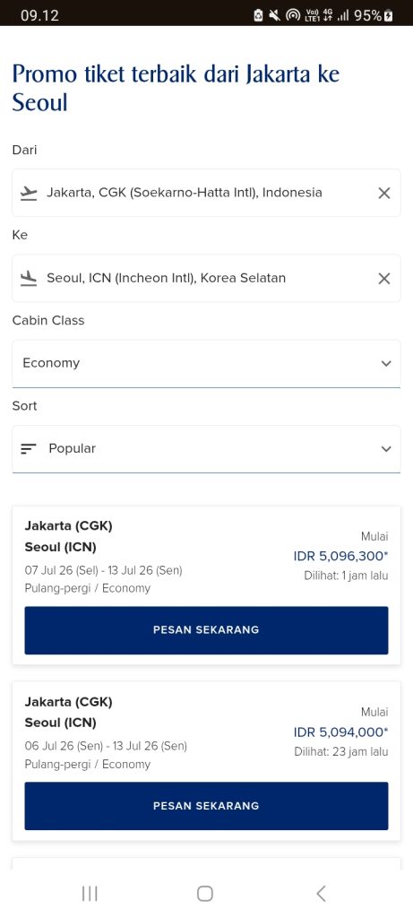 Promo tiket pesawat Jakarta Seoul